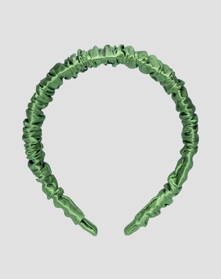 Silk hairband in 100% natural silk green Twisty