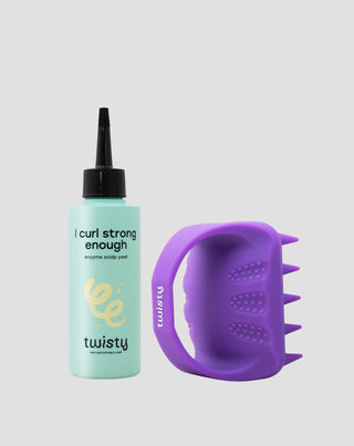 Silicone massager set + enzymatic scrub for cleansing and stimulating scalp microcirculation — Twisty