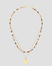 Gold plated necklace with natural stones agate, maifan, jasper, jade and aventurine Mys