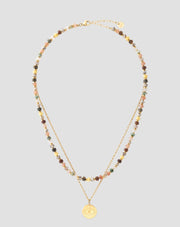 Gold plated stainless steel necklace with agate, maifan, jasper and aventurine Mys_4