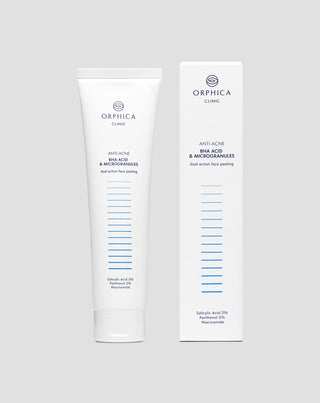 Facial peeling for acne-prone skin with niacinamide, panthenol, BHA, and microbeads Anti-Acne Orphica Clinic 100 ml